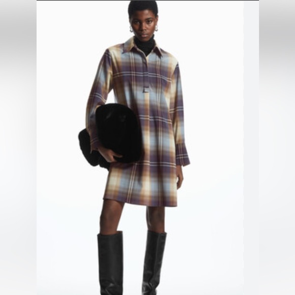 COS Checked plaid mini shirt dress size 6 - Picture 6 of 6